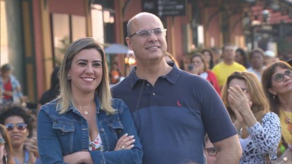 Witzel e esposa, Helena.(Imagem:Reprodu&ccedil;&atilde;o/TV Globo)