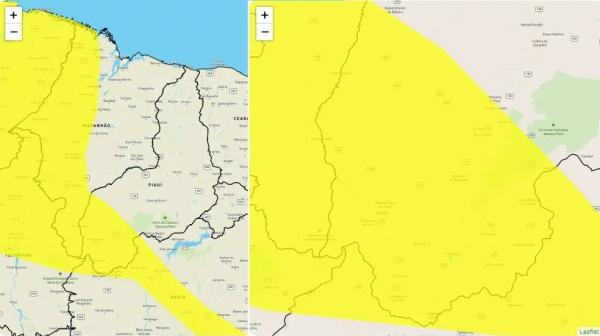 Inmet emite alerta para chuvas intensas no Sul do Piauí nesta segunda-feira (19)
