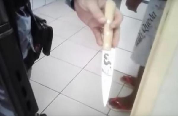 Faca usada para ferir desafeto.(Imagem:Reprodu&ccedil;&atilde;o/Jc24horas)