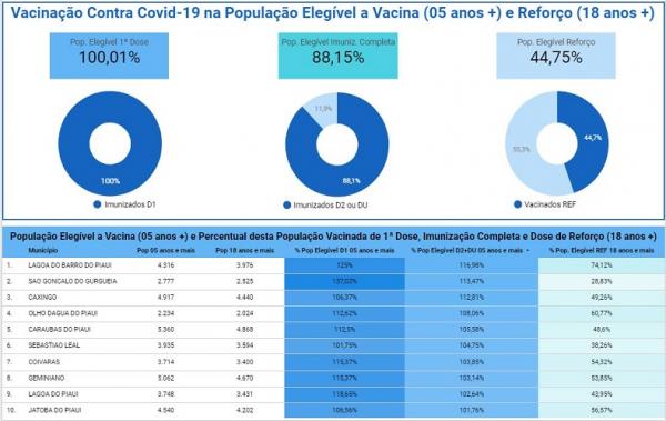 População de 13 cidades do Piauí está 100% imunizada contra a Covid-19, revela painel