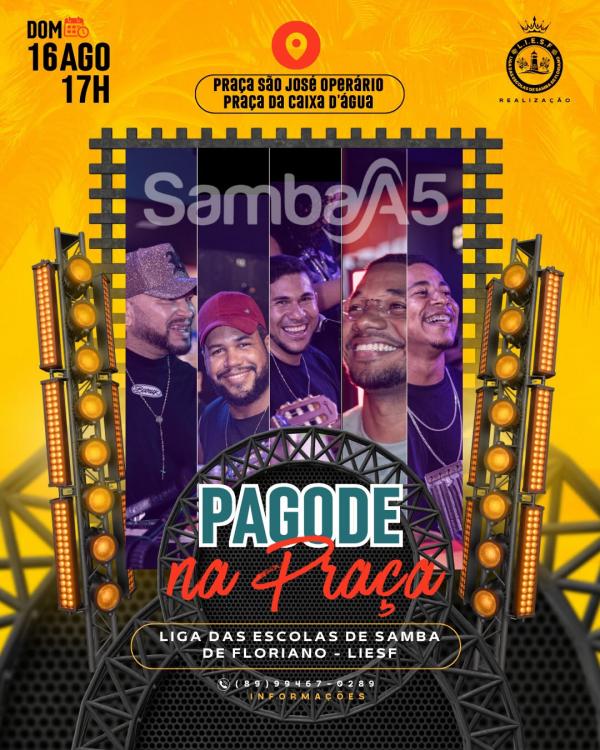 Pagode na Praça leva samba e cultura para espaço público de Floriano neste domingo