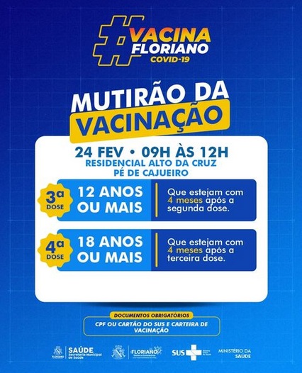 "Mutirão da Vacinação" contra Covid-19 acontece nesta sexta-feira (24) no Residencial Alto da Cruz