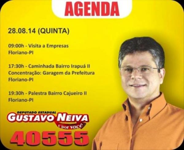 Confira a agenda do candidato Gustavo Neiva para esta quinta (28)(Imagem:Assessoria de Comunica&ccedil;&atilde;o)