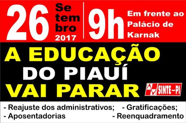 Servidores da rede estadual de educação realizarão paralisação geral no dia 26