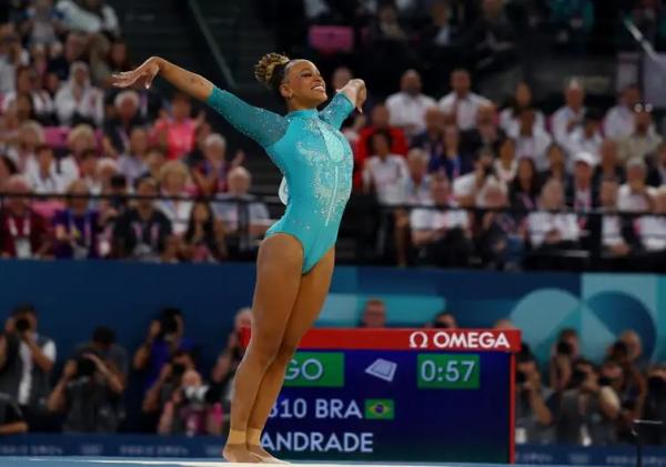 Paris 2024 entrou para a hist&oacute;ria de Rebeca Andrade, que se tornou a maior medalhista ol&iacute;mpica do Brasil, com um total de seis p&oacute;dios.(Imagem:REUTERS/Hannah Mckay/Direitos Reservados)