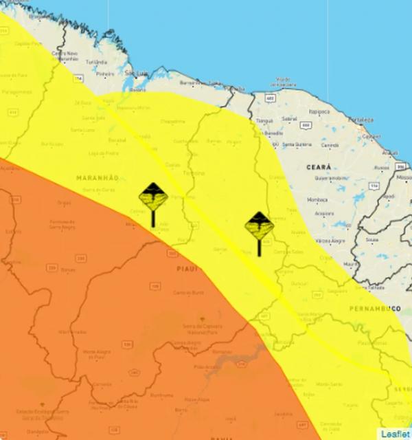 Piauí tem dois alertas de chuvas intensas para o fim de semana