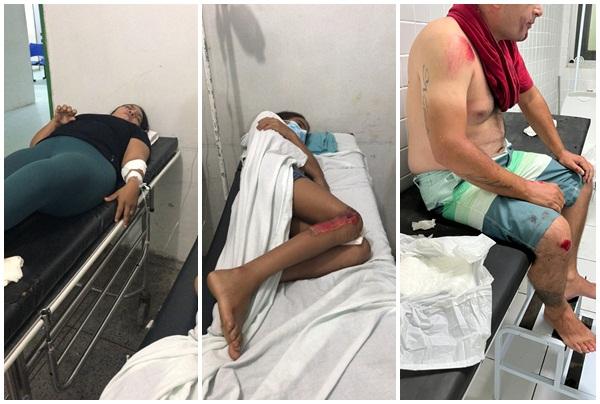 Casal e crian&ccedil;a ficam feridos ao colidir moto com vaca na PI-05, em Floriano.(Imagem:Divulga&ccedil;&atilde;o)