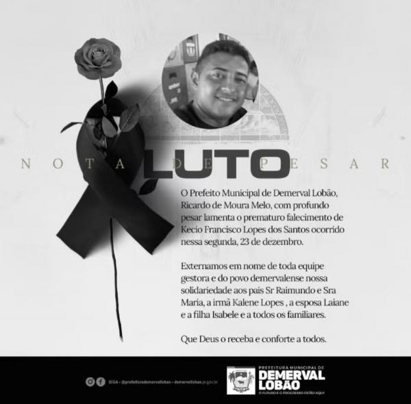 Prefeitura de Demerval Lob&atilde;o lamenta o falecimento do caminhoneiro piauiense Kecio Francisco dos Santos Lopes, de 42 anos, que morreu na queda da ponte de Retiro, na divisa entre M(Imagem:Divulga&ccedil;&atilde;o)