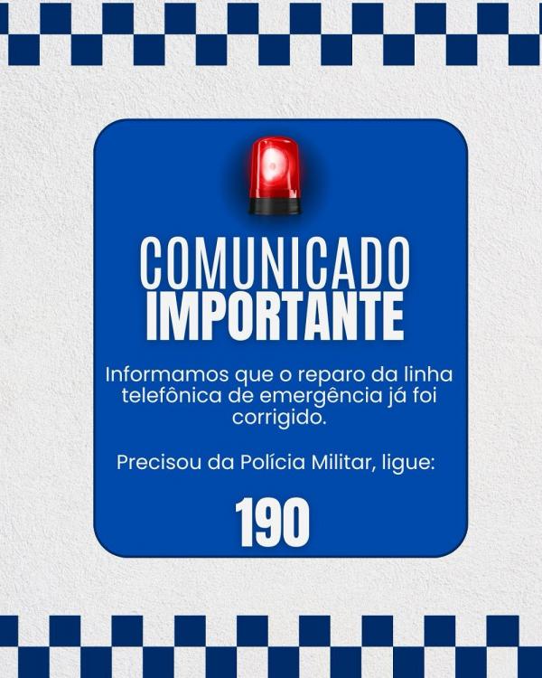 3º BPM de Floriano comunica solução na linha de emergência 190