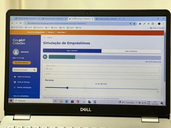 Gov.pi Cidad&atilde;o oferece simula&ccedil;&atilde;o de consignados para servidores p&uacute;blicos.(Imagem:Divulga&ccedil;&atilde;o)