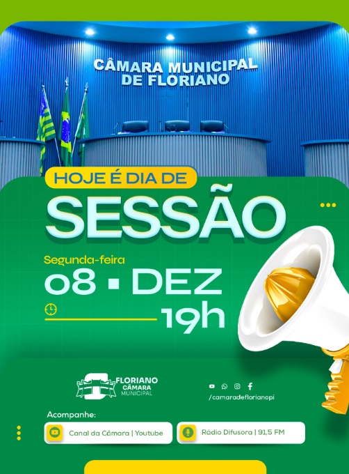 Câmara Municipal de Floriano realiza sessão nesta segunda-feira (08)
