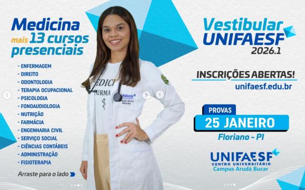 UNIFAESF abre oportunidades de forma&ccedil;&atilde;o para 2026 com cursos presenciais, EAD e p&oacute;s-gradua&ccedil;&otilde;es.(Imagem:Reprodu&ccedil;&atilde;o/Instagram)