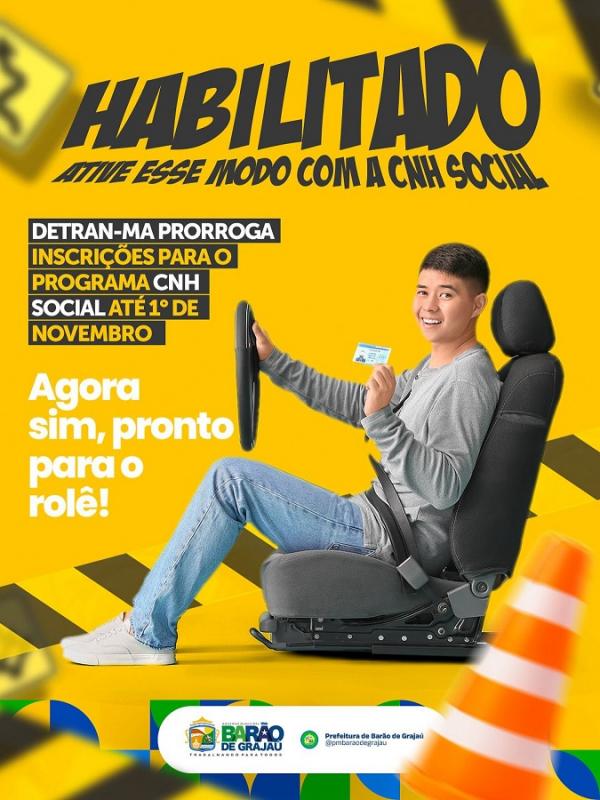 Detran-MA prorroga inscrições para o Programa CNH Social até 1º de novembro
