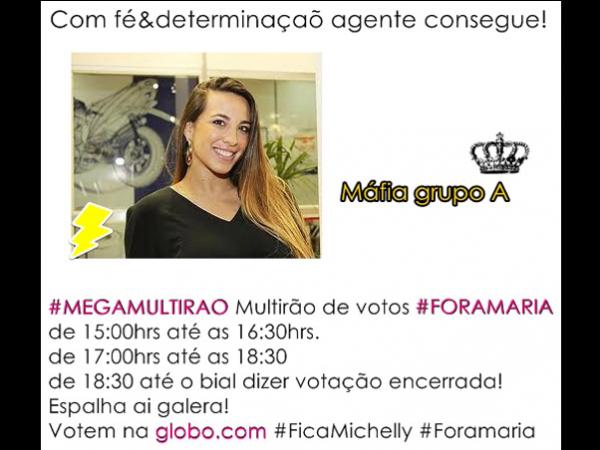 Campanha para perman&ecirc;ncia de Michelly no 'Big Brother Brasil'(Imagem:Divulga&ccedil;&atilde;o)