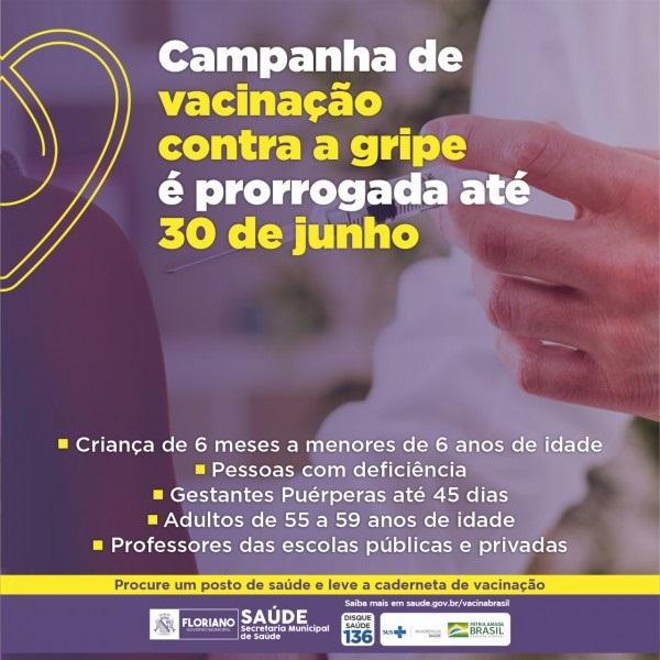 Campanha de vacinação contra a gripe é prorrogada até 30 de junho
