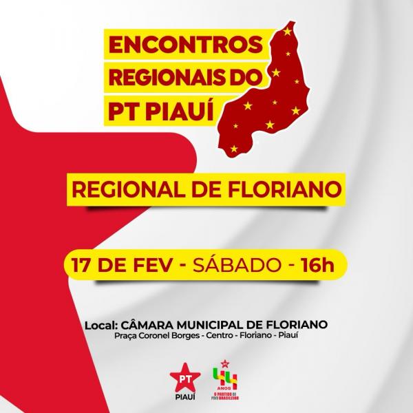 Encontro Regional do PT Piauí em Floriano promete debates e participação ativa dos filados