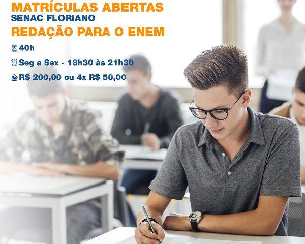 Senac de Floriano abre inscrições para curso de Redação para o Enem