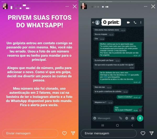 Golpista tenta aplicar golpe em vítima se passando por ela mesma: Mayara é você?