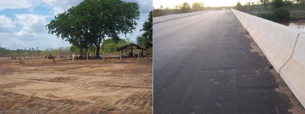 Acampamento da Sucesso Engenharia desmobilizado / Ponte sobre o Rio Gurgu&eacute;ia com pavimenta&ccedil;&atilde;o conclu&iacute;da(Imagem:Divulga&ccedil;&atilde;o)