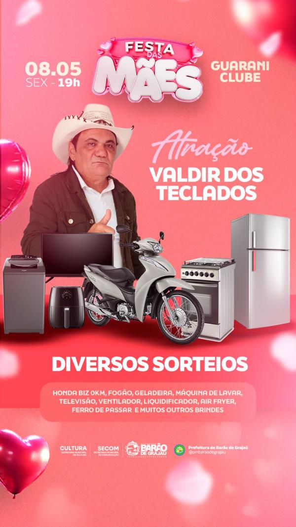 Festa das Mães em Barão de Grajaú promete noite de emoção, música e grandes sorteios