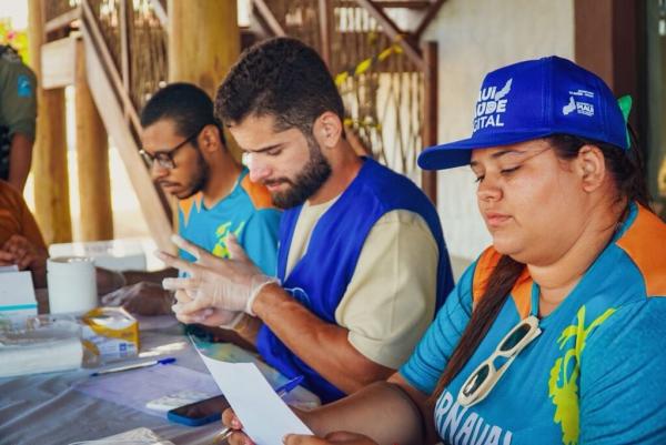 Equipe da sa&uacute;de fez testagem na popula&ccedil;&atilde;o.(Imagem:Ascom Sesapi)