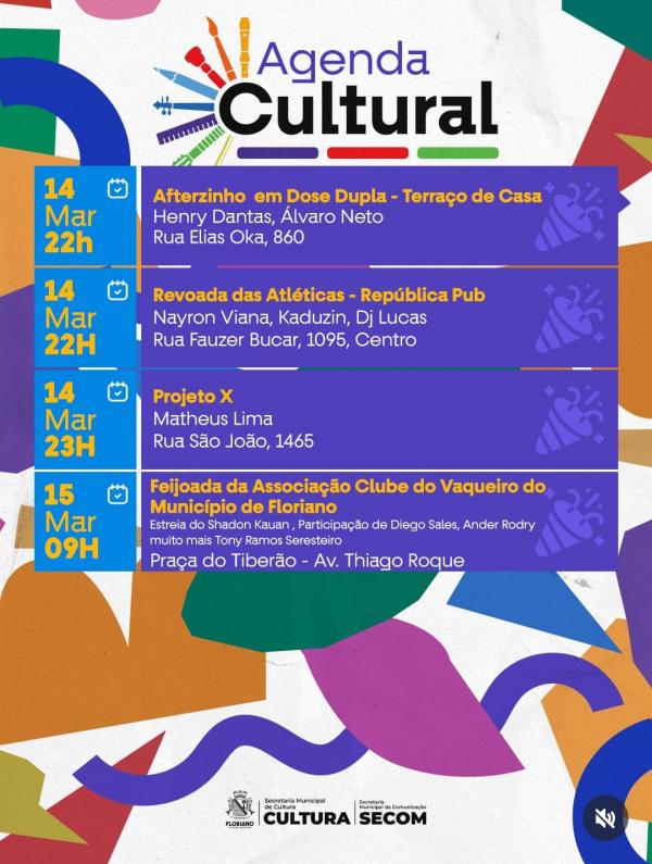 Agenda cultural movimenta o fim de semana em Floriano com opções de lazer e entretenimento(Imagem:Reprodução/Instagram)