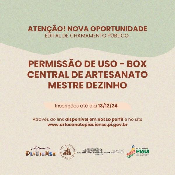Sudarpi abre inscrições para obter permissão de uso de loja na Central de Artesanato Mestre Dezinho