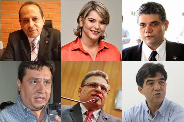 H&eacute;lio Isaias (PTB), Janainna Marques (PTB), F&aacute;bio Xavier (PR), Nerinho (PTB), Gessivaldo Isaias (PRB) e Francisco Limma (PT).(Imagem:GP1)