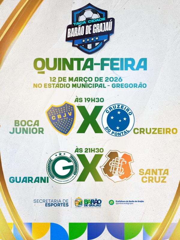 Taça Cidade Barão de Grajaú tem rodada nesta quinta-feira no Estádio Gregorão