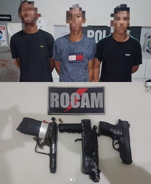 Polícia prende três homens portando armas de fogo e simulacro em Floriano