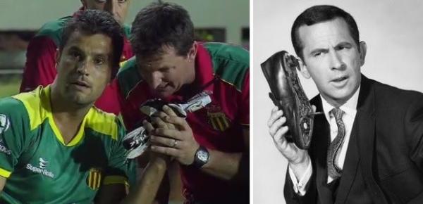 Goleiro reserva do Sampaio Correa lembrou o Agente 86.(Imagem:SporTV.com)