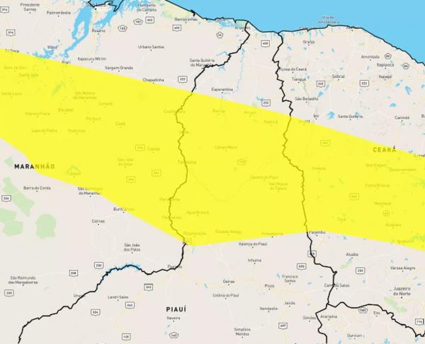  Inmet emite alerta de perigo de chuvas intensas para o Litoral do Piau&iacute;; mais 67 cidades est&atilde;o sob alerta amarelo.(Imagem:Reprodu&ccedil;&atilde;o )
