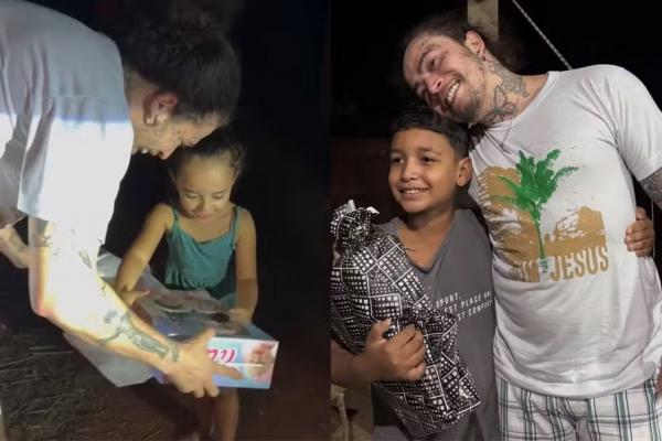 Whindersson Nunes entrega presentes no Dia das Crianças e pede: "Deus, me dá uma dessas"