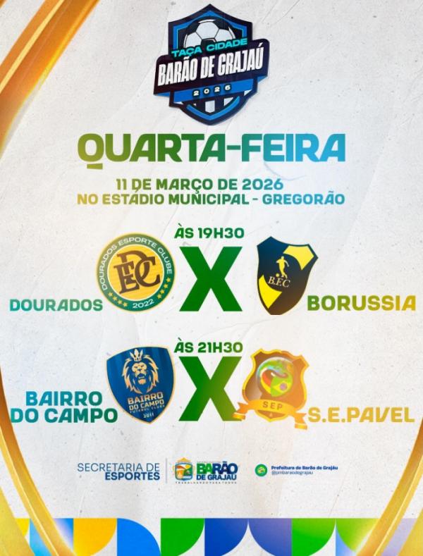 Taça Cidade Barão de Grajaú 2026 tem rodada nesta quarta-feira no Estádio Gregorão