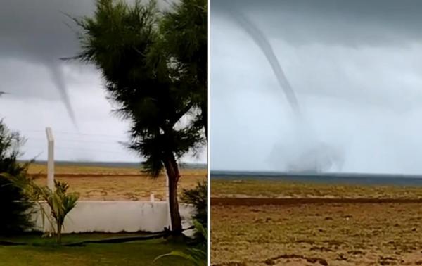 Litoral do Piauí registra tromba dágua; meteorologista explica o fenômeno