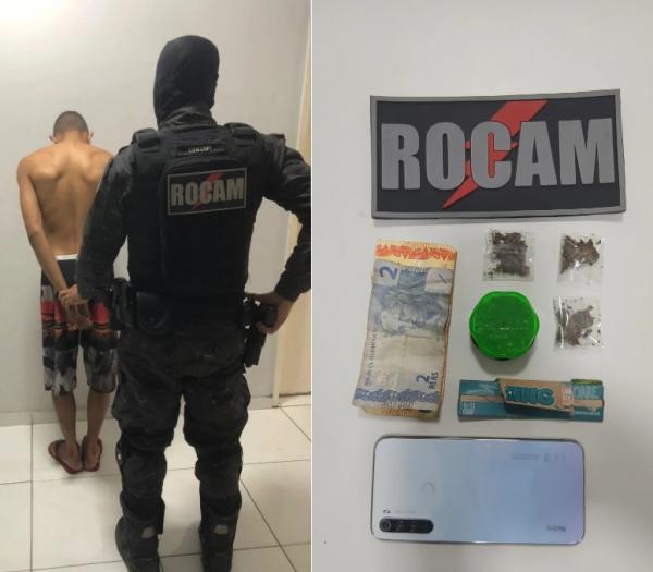 ROCAM apreende drogas e conduz suspeito durante rondas em Floriano