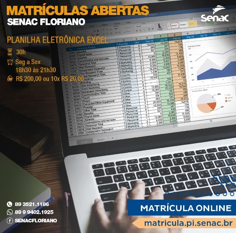 Senac de Floriano promove curso de Planilha Eletrônica Excel