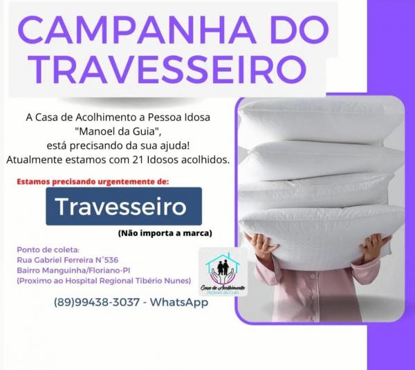 Floriano: Casa de Acolhimento à Pessoa Idosa realiza "Campanha do Travesseiro"