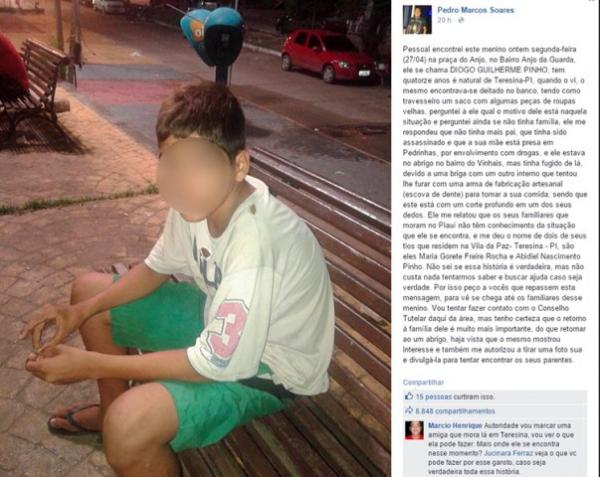 Bombeiro do MA faz campanha para achar parentes de adolescente no Piauí