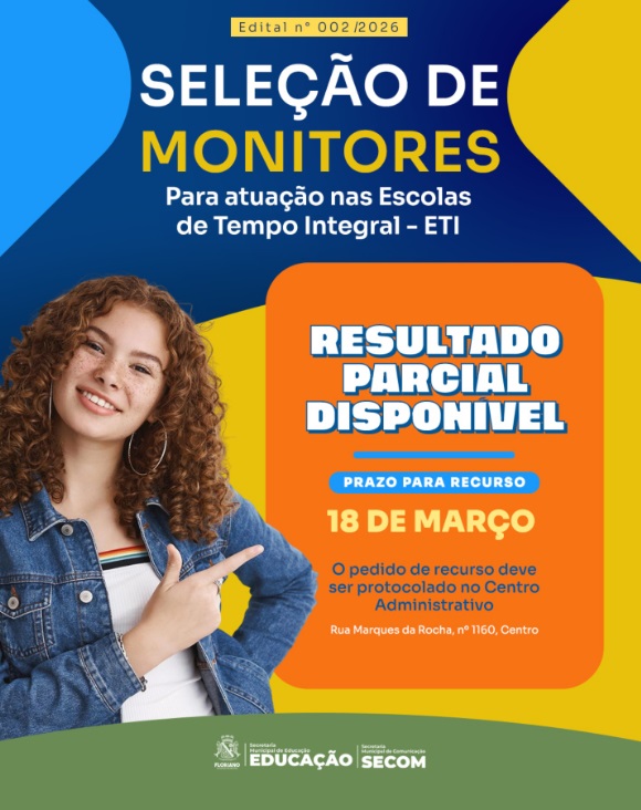 Resultado parcial para seleção de monitores das ETIs é divulgado em Floriano