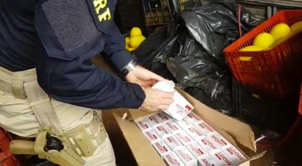 Mais de 200 mil maços de cigarros contrabandeados são apreendidos dentro de caminhão na BR-343