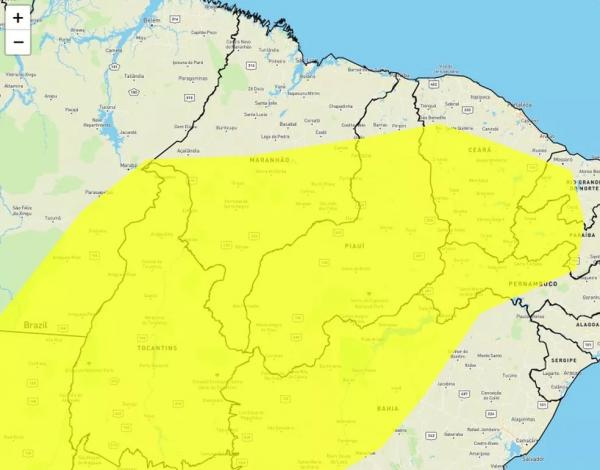  Governo Federal decreta estado de emerg&ecirc;ncia para 11 cidades do Piau&iacute;.(Imagem:Inmet )
