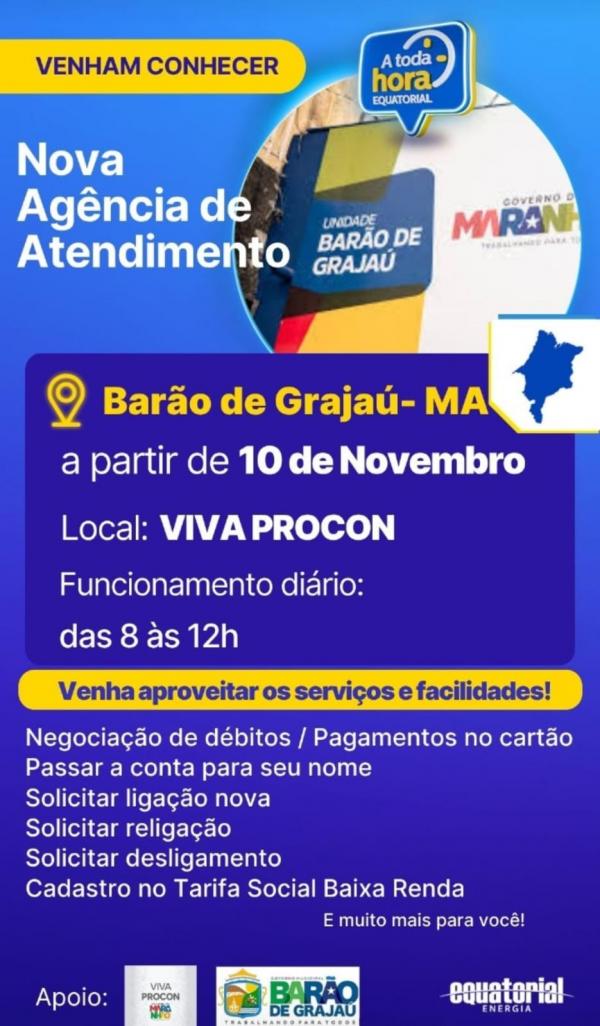 Equatorial iniciar&aacute; atendimento no Viva Procon de Bar&atilde;o de Graja&uacute; a partir de 10 de novembro(Imagem:Divulga&ccedil;&atilde;o)