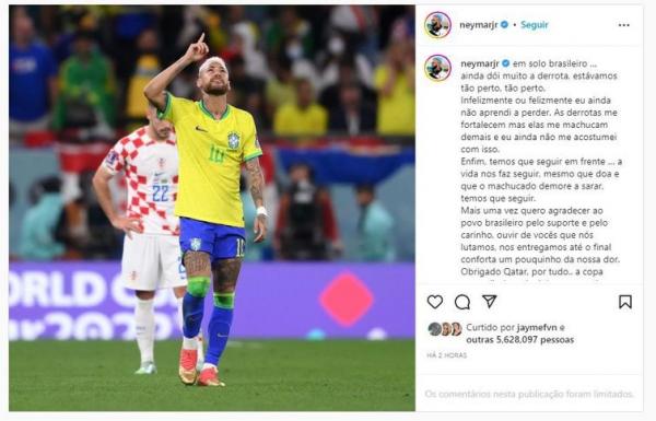  Neymar lamenta, mais uma vez, derrota para Cro&aacute;cia.(Imagem:Divulga&ccedil;&atilde;o)
