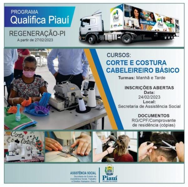 Qualifica Piauí oferece cursos de qualificação em Teresina, Regeneração e Bom Princípio