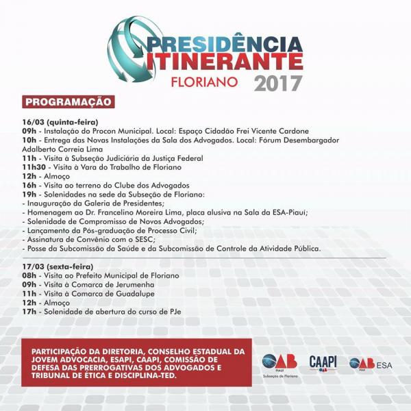  Presid&ecirc;ncia Itinerante chega nesta semana &agrave;s cidades de Floriano.(Imagem:Divulga&ccedil;&atilde;o)