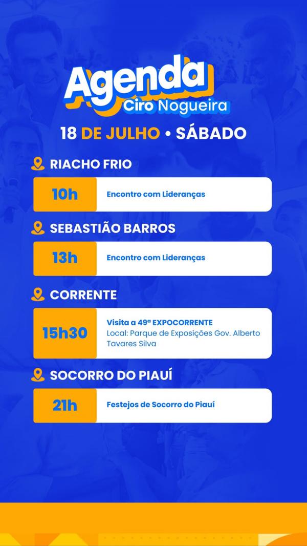 Senador Ciro Nogueira cumpre agenda neste s&aacute;bado (18)(Imagem:Ascom)
