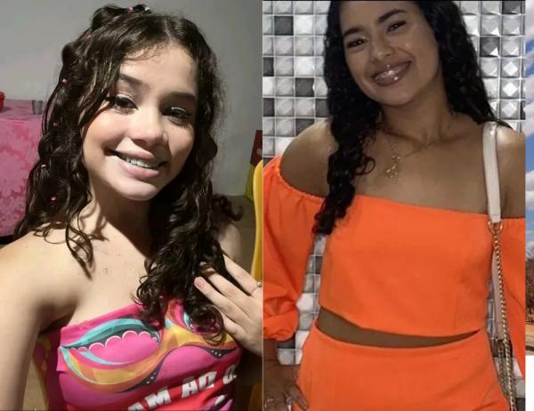Debora Karine (&agrave; esquerda) e Lara Karoline, de 14 e 15 anos, morreram num acidente com motocicleta em Campo Maior (PI).(Imagem:Reprodu&ccedil;&atilde;o)