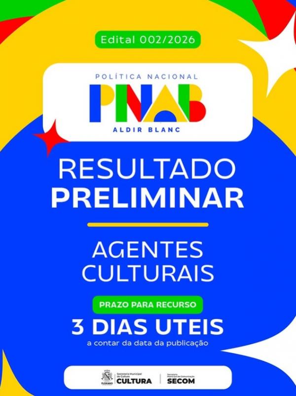 Secretaria de Cultura divulga resultado preliminar do Edital PNAB 2026 em Floriano