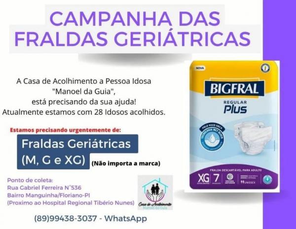 Campanha das fraldas geriátricas: Ajude a Casa de Acolhimento "Manoel da Guia" a Cuidar dos idosos